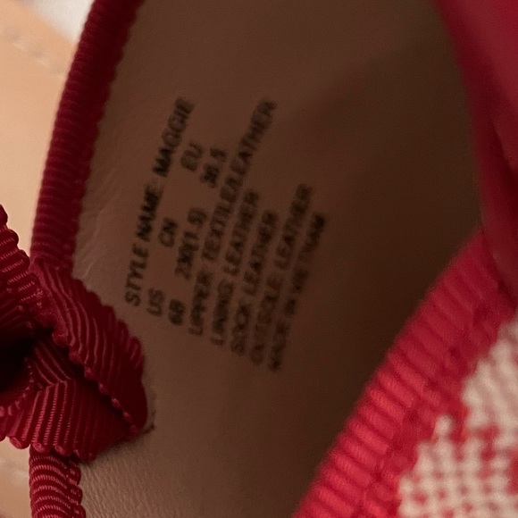 Kate Spade MAGGIE GINGHAM ANKLE WRAP FLAT SANDALS IN GINGHAM LAVA FALLS Red 6 - Picture 2 of 8